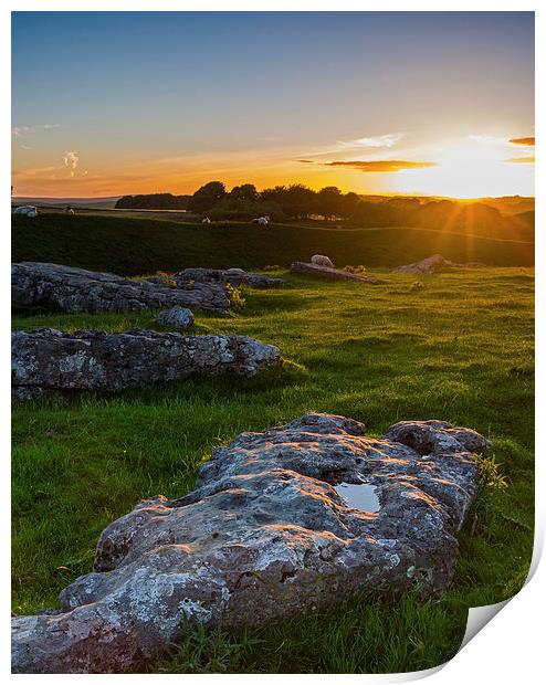 Arbor Low Sunset Print by Laura Kenny