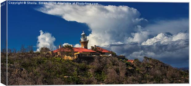 Barrenjoey Lighthouse with approaching storm Canvas Print by Sheila Smart