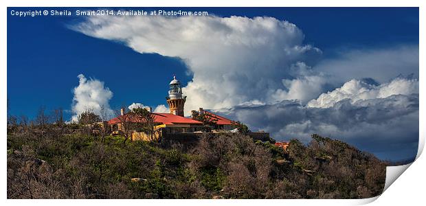 Barrenjoey Lighthouse with approaching storm Print by Sheila Smart