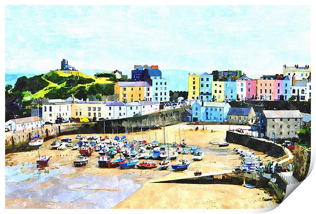 Artistic view of Tenby Harbour Print by Frank Irwin