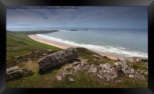 Rhossili bay and worms head Framed Print by Leighton Collins