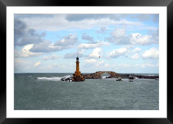 Montaza Marina Lighthouse, Alexandria Framed Mounted Print by Jacqueline Burrell