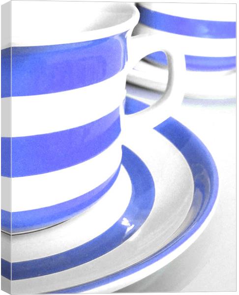 blue and white stripes Canvas Print by Heather Newton