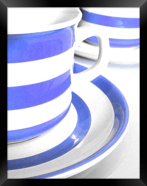 blue and white stripes Framed Print by Heather Newton