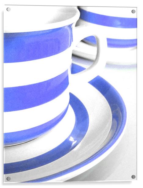 blue and white stripes Acrylic by Heather Newton