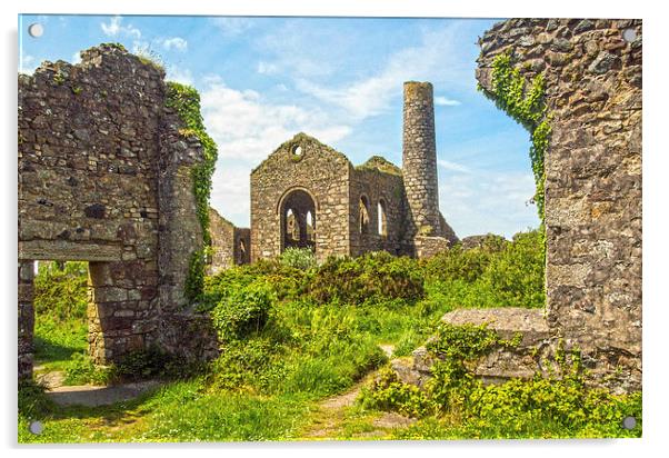 Cornish Tin Mine Ruins Acrylic by Clive Eariss