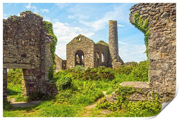 Cornish Tin Mine Ruins Print by Clive Eariss