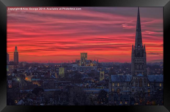 Norwich Sunset Framed Print by Alex George