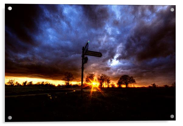 Crossroads Sunset Acrylic by Nigel Bangert