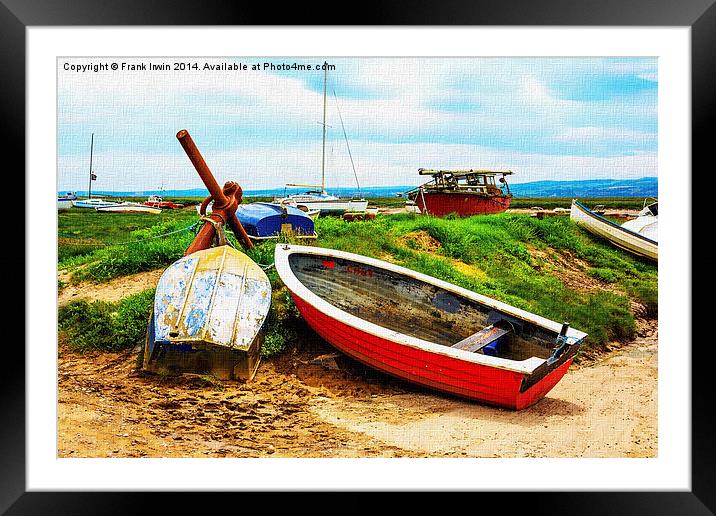 Boats lined up on Heswall Beach Framed Mounted Print by Frank Irwin