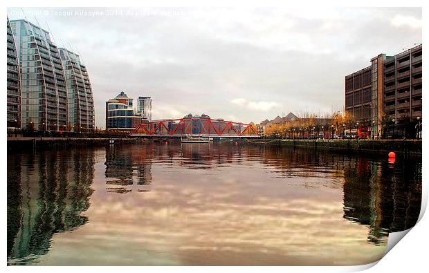 Detroit Bridge, Salford Quays Print by Jacqui Kilcoyne