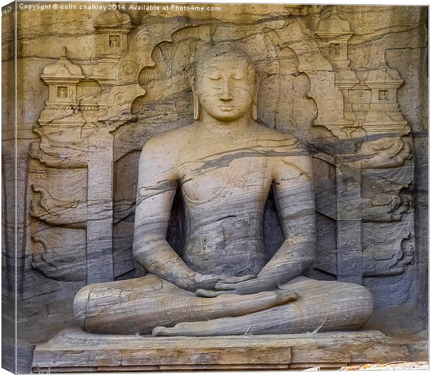 Stunning Rock Carving of Buddha Canvas Print by colin chalkley