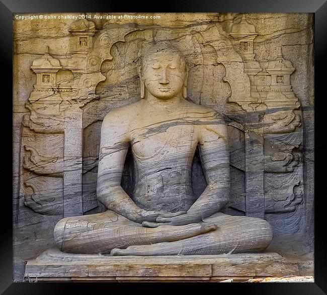 Stunning Rock Carving of Buddha Framed Print by colin chalkley