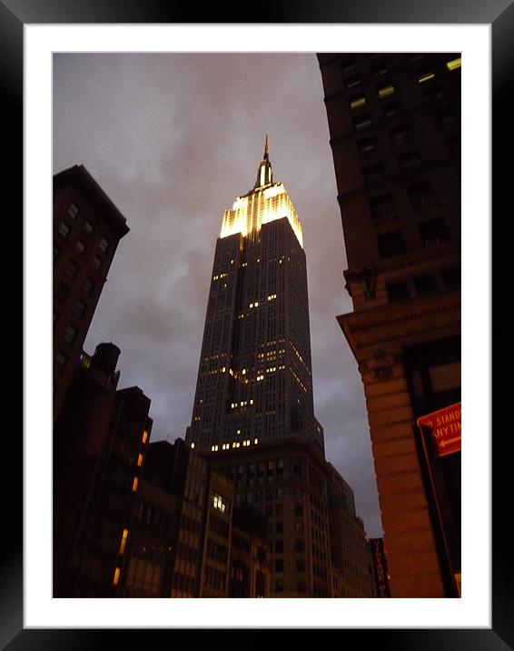 Empire State Building by Night Framed Mounted Print by Laura Hall