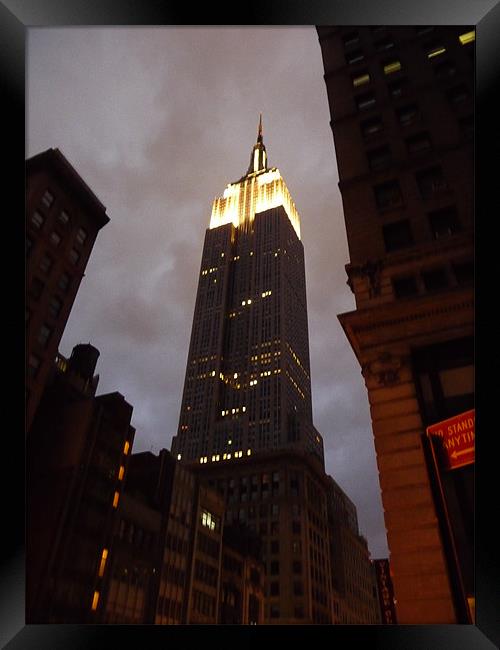 Empire State Building by Night Framed Print by Laura Hall