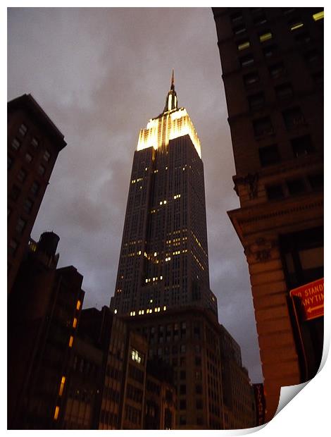 Empire State Building by Night Print by Laura Hall