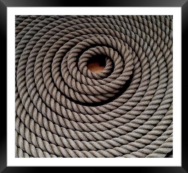 Coiled Rope Framed Mounted Print by Angela Rowlands