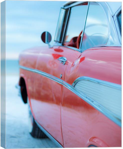 Classic Chevy Bel Air at the Beach Canvas Print by Edward Fielding