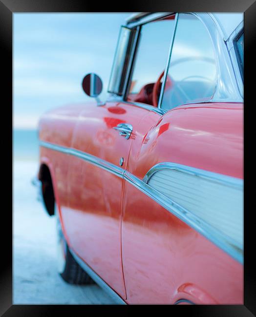 Classic Chevy Bel Air at the Beach Framed Print by Edward Fielding