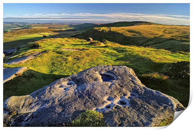 View from Higger Tor Towards Stanage Edge Print by Darren Galpin