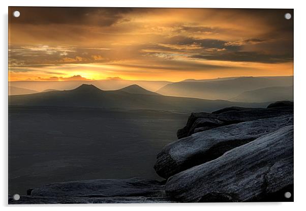 Stanage edge sunset Acrylic by Robert Fielding