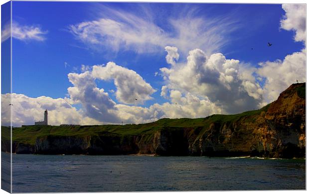 Cliffs, Clouds and Lighthouse Canvas Print by Ian Pettman