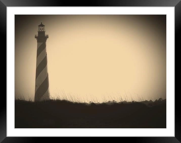Cape Hatteras in Sepia Framed Mounted Print by Tom and Dawn Gari