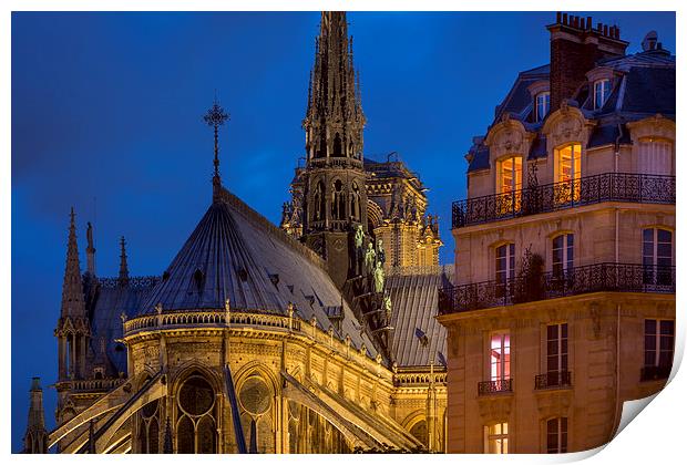 Notre Dame Twilight Print by Brian Jannsen