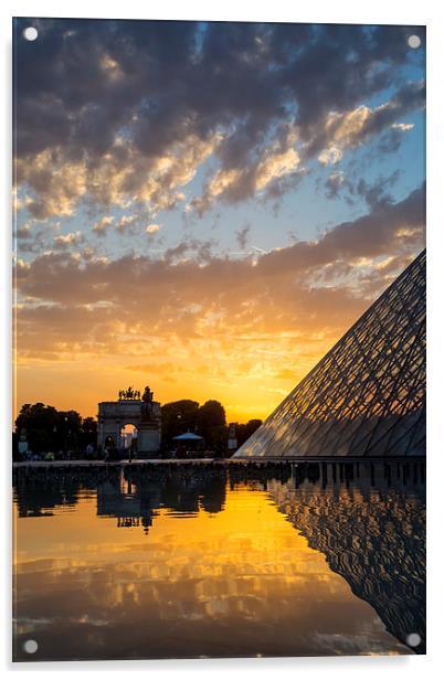 Louvre Sunset Acrylic by Brian Jannsen