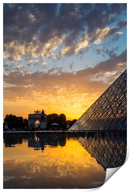 Louvre Sunset Print by Brian Jannsen