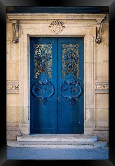 Parisian Blue Door Framed Print by Brian Jannsen