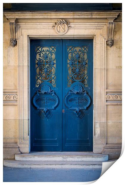 Parisian Blue Door Print by Brian Jannsen