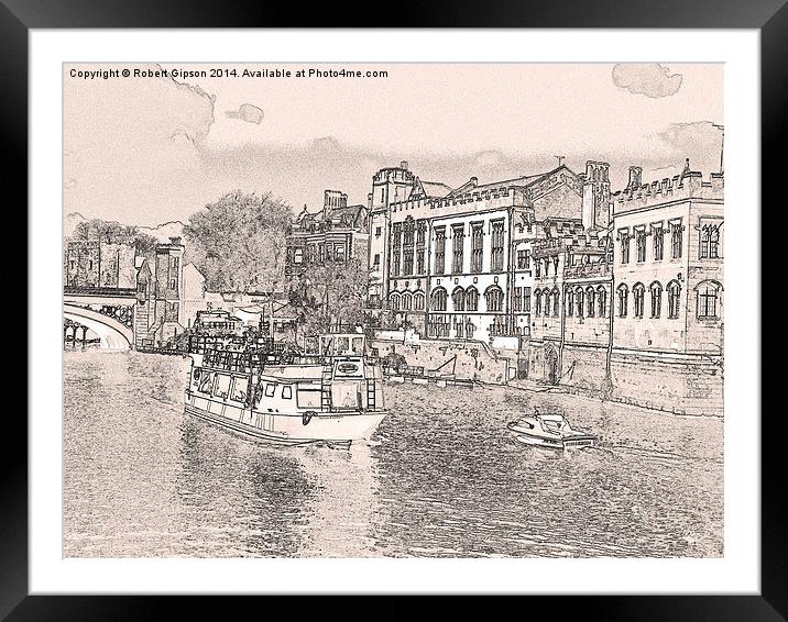 York Guildhall and pleasure boat on the river Ouse Framed Mounted Print by Robert Gipson
