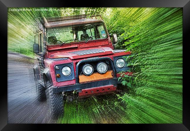 Rugged Adventure Land Rover Defender 4x4 Framed Print by Alan Tunnicliffe