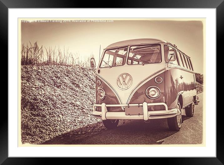 Vintage VW Surfer Van Framed Mounted Print by Edward Fielding
