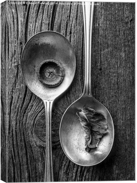 Silver Spoons Still Life Black and White Canvas Print by Edward Fielding