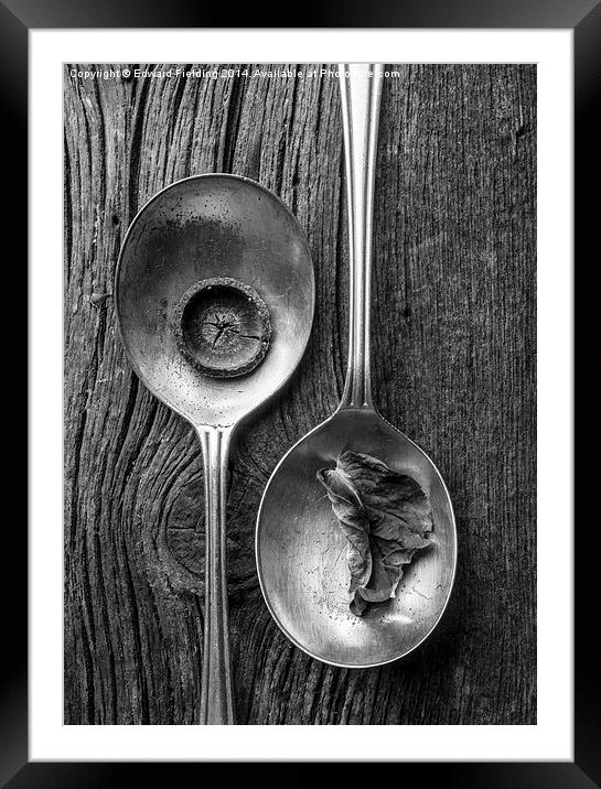 Silver Spoons Still Life Black and White Framed Mounted Print by Edward Fielding