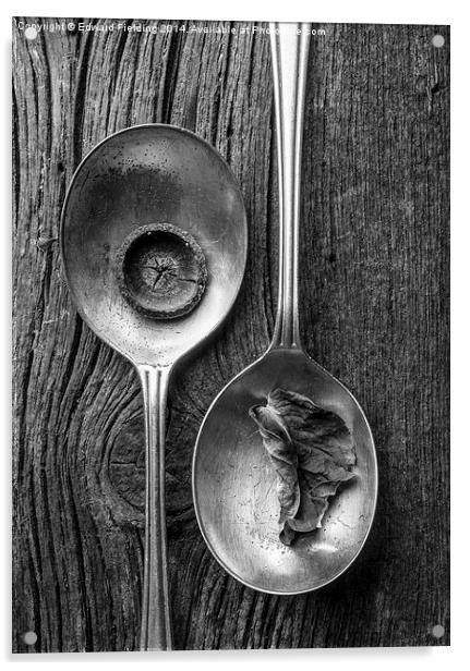 Silver Spoons Still Life Black and White Acrylic by Edward Fielding