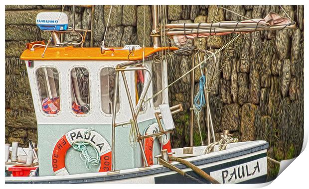 Paula Fishing Boat Cornwall Print by Clive Eariss