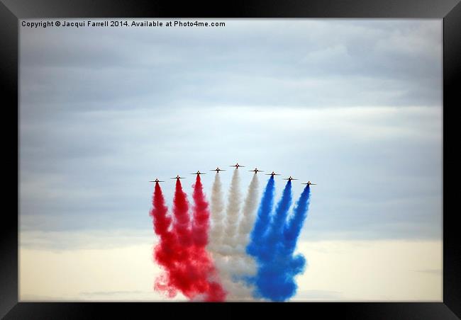 Red Arrows flying over Marham Norfolk Framed Print by Jacqui Farrell