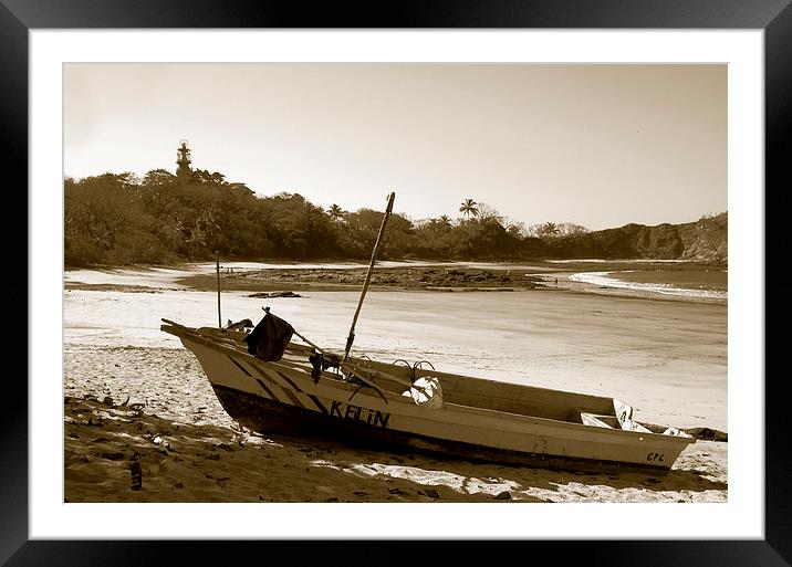 Tritone Boat on Beach Framed Mounted Print by james balzano, jr.
