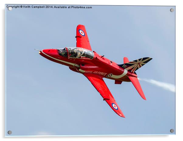 RAF Red Arrow Hawk XX177 Acrylic by Keith Campbell