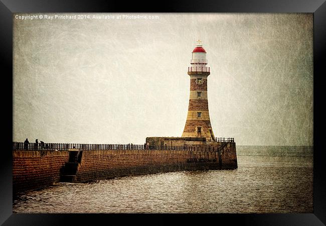 Textured Roker Lighthouse Framed Print by Ray Pritchard