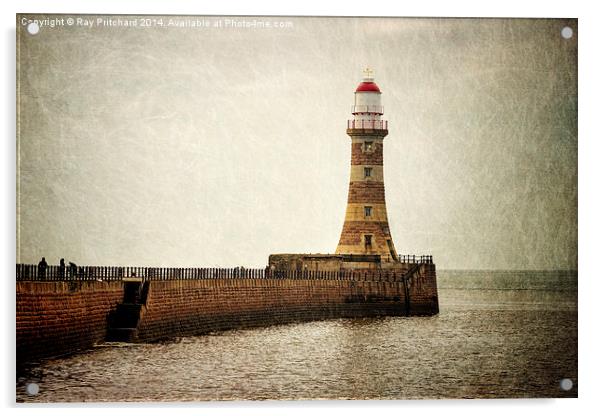 Textured Roker Lighthouse Acrylic by Ray Pritchard