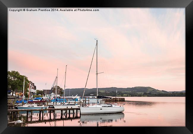 Ambleside Pier at Sunset Framed Print by Graham Prentice