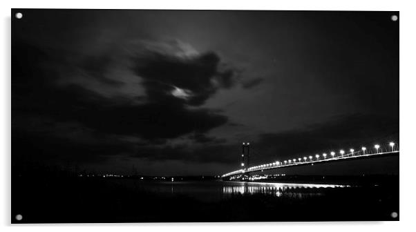 Humber Bridge at night Acrylic by Liam Gibbins