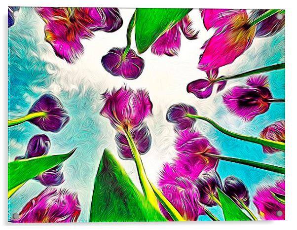 Feathered Tulips Acrylic by Scott Anderson