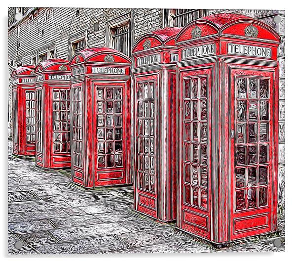 London Phone Boxes Part II Acrylic by Scott Anderson