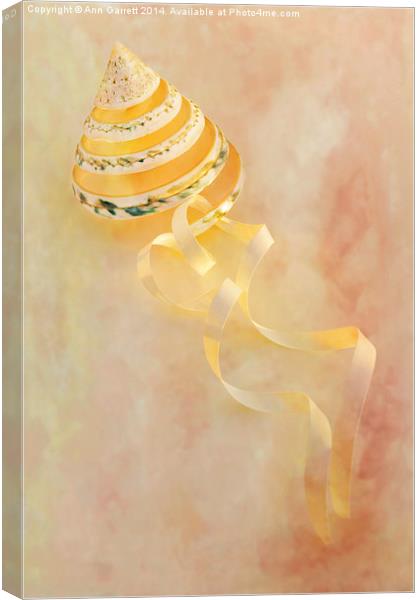 Shell with Ribbon Canvas Print by Ann Garrett
