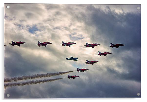 Red Arrows and Spitfire Acrylic by Dean Messenger